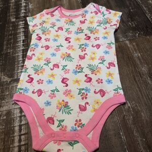 Pink Flamingo and Floral Kids Bodysuit